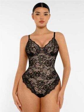 Feelingirl Lace V Neck Full Bodysuit Underwear